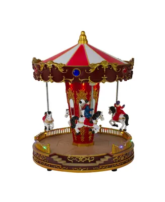 Northlight Led Lighted and Animated Christmas Carousel With Horses, 11"