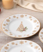 Holly Berry Gold Set of 4 Assorted Appetizer Plates, 6-1/4"