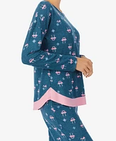Ellen Tracy Women's Long Sleeve Crew Neck Pajamas Set