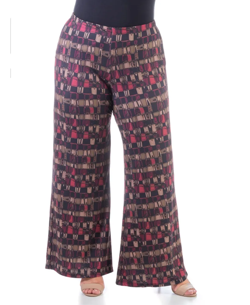 24seven Comfort Apparel Plus Elastic Waist Palazzo Pants