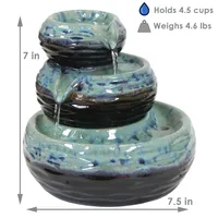 Sunnydaze Decor Modern Textured Bowls Ceramic Indoor 3-Tier Water Fountain - 7 in