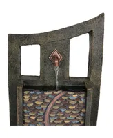 Sunnydaze Decor 39-Inch Modern Road Outdoor Water Fountain with Led Lights - Patio and Garden Waterfall Feature