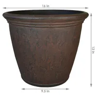 Sunnydaze Decor Anjelica 15.25" Double-Walled Polyresin Outdoor Planter Pot - Uv-Resistant Rust Finish