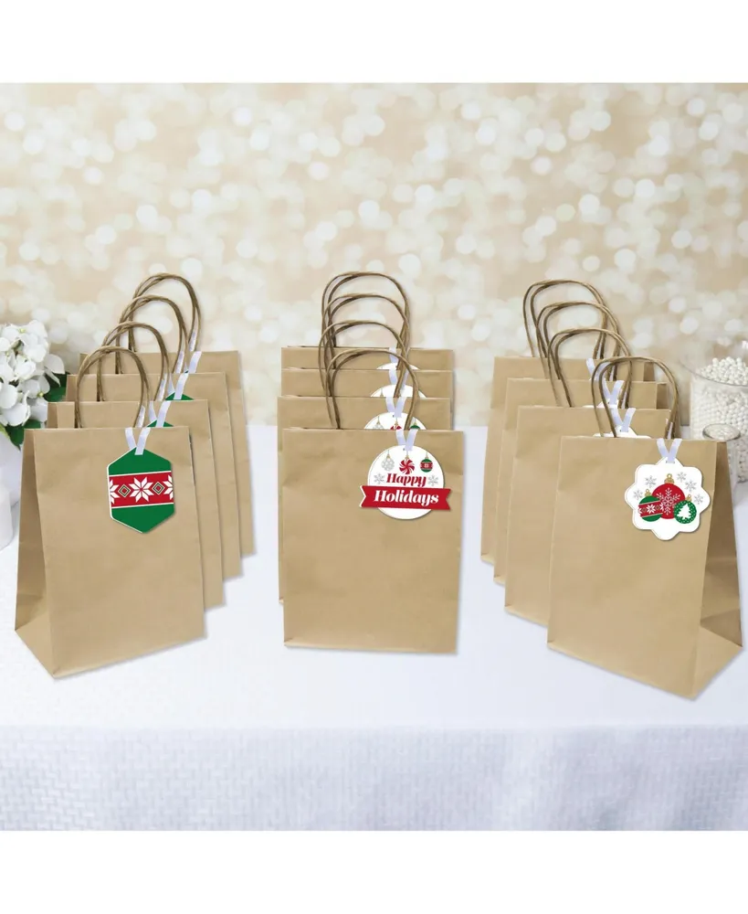 Ornaments - Assorted Hanging Christmas Party Favor Tags Gift Tag Toppers - 12 Ct