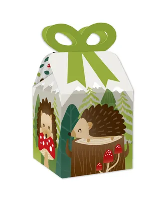 Big Dot of Happiness Forest Hedgehogs - Square Favor Gift Boxes - Woodland Birthday Party or Baby Shower Bow Boxes - Set of 12