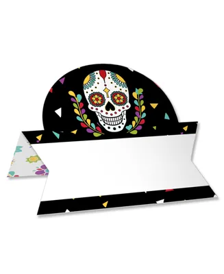 Big Dot of Happiness Day of the Dead - Halloween Sugar Skull Party Tent Buffet Card - Table Setting Name Place Cards - Set of 24