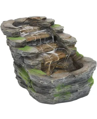 Sunnydaze Decor Shale Falls Outdoor Water Fountain with Led Lights - 13.75 in