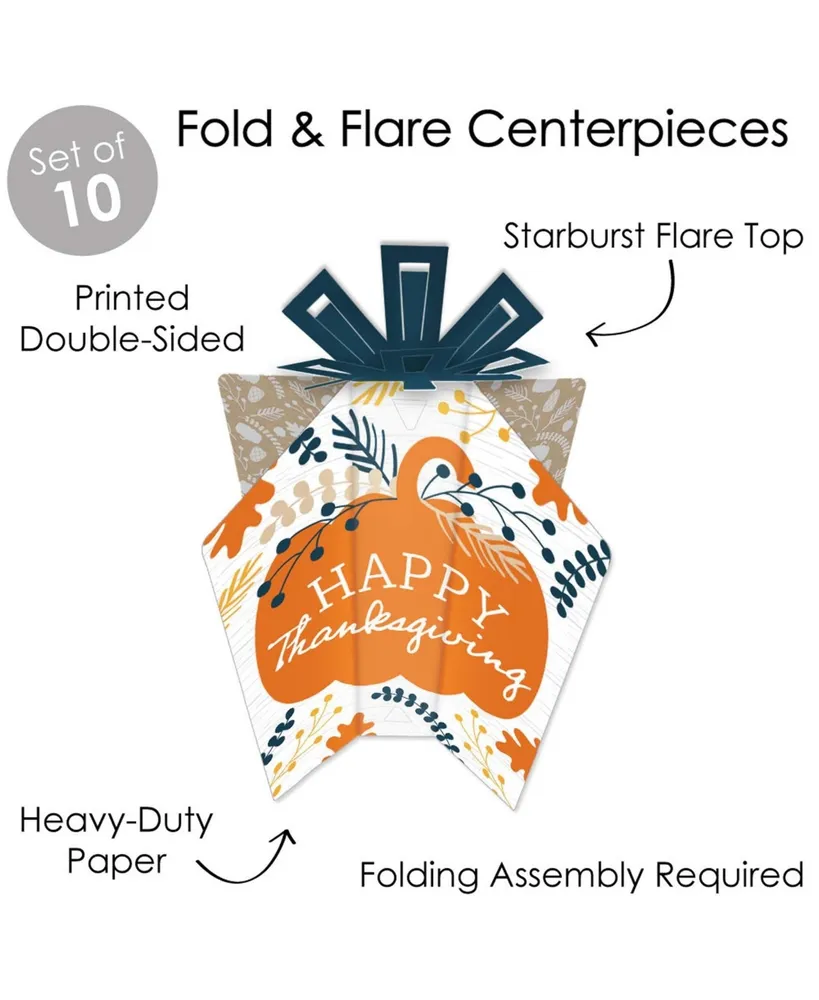 Big Dot of Happiness Happy Thanksgiving - Table Decorations - Fall Harvest Party Fold and Flare Centerpieces - 10 Count