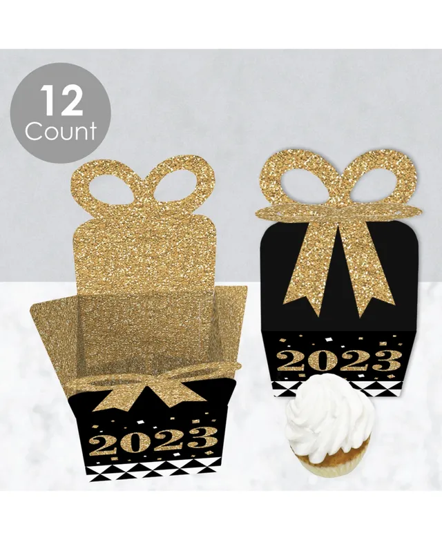 Big Dot of Happiness New Year’s Eve - Gold - New Years Eve Gift Favor Bags  - Party Goodie Boxes - Set of 12