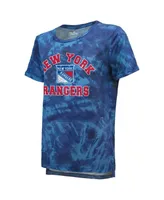 Women's Majestic Threads Blue New York Rangers Boyfriend Tie-Dye Tri-Blend T-shirt