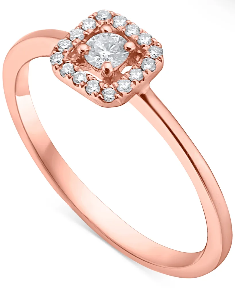 Diamond Square Halo Engagement Ring (1/5 ct. t.w.) 14k White, Yellow or Rose Gold