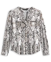 I.n.c. International Concepts Women's Print Zip-Pocket Top