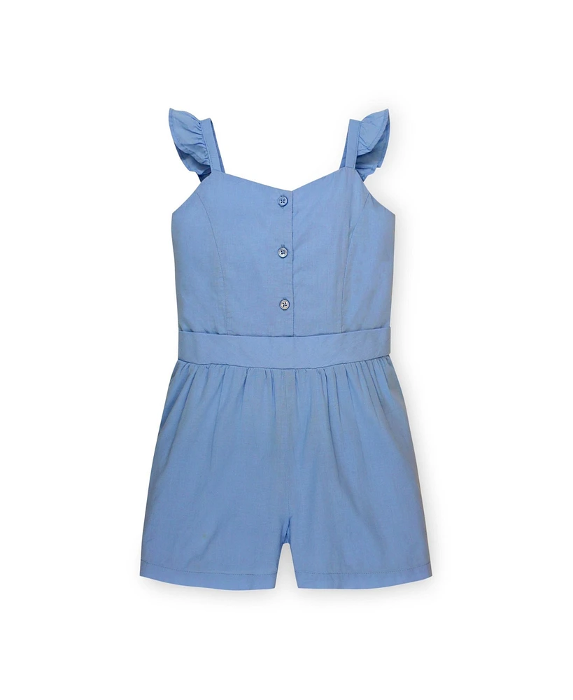 Hope & Henry Toddler Girls Flutter Button Front Romper