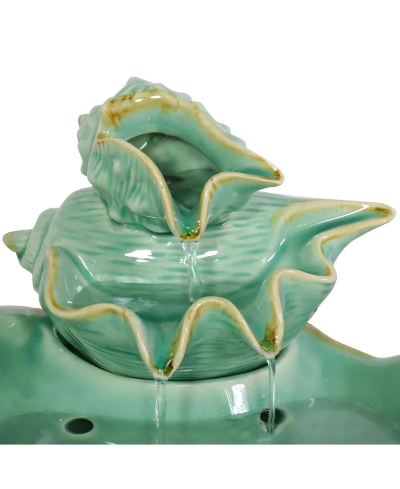 Sunnydaze Decor Stacked Tiered Seashells Ceramic Indoor Water Fountain - 7 in