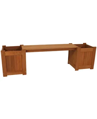 Sunnydaze Decor Meranti Wood Outdoor Bench with Planter Boxes