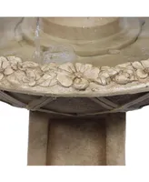 Sunnydaze Decor Beveled Flower Polyresin Outdoor 2-Tier Bird Bath Fountain