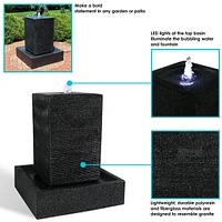 Sunnydaze Decor Large Pillar Outdoor Water Fountain with Led Lights - 40 in