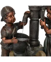 Sunnydaze Decor Jack and Jill at Water Pump and Well Water Fountain - 24 in