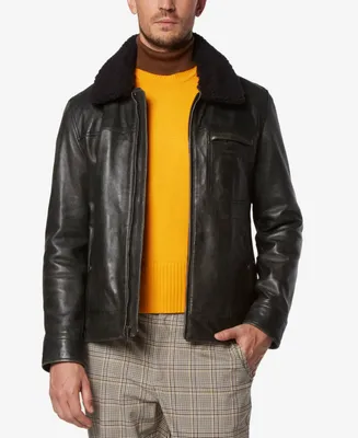 Marc New York Men's Wallack Distressed Leather Aviator Jacket