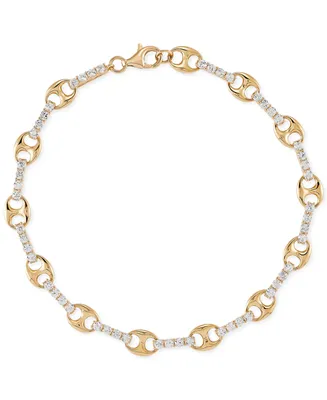 Lab-Grown White Sapphire (2-1/4 ct. t.w.) Link Bracelet in 14k Gold-Plated Sterling Silver