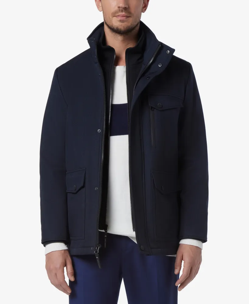 Marc New York Men's Hoyt Micro-Houndstooth Soft Shell Barn Jacket with Removable Bib