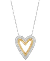 Cubic Zirconia Heart 18" Pendant Necklace in Sterling Silver & 14k Gold-Plate