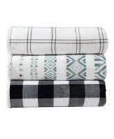 Closeout! Eddie Bauer Mountain Village Ultra Soft Plush Fleece Reversible Blanket, Full/Queen