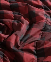 Closeout! Eddie Bauer Mountain Plaid Red Down Alternative Reversible Blanket