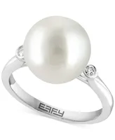 Effy Freshwater Pearl (11-1/2mm) & Diamond (1/20 ct. t.w.) Ring in 14k White Gold