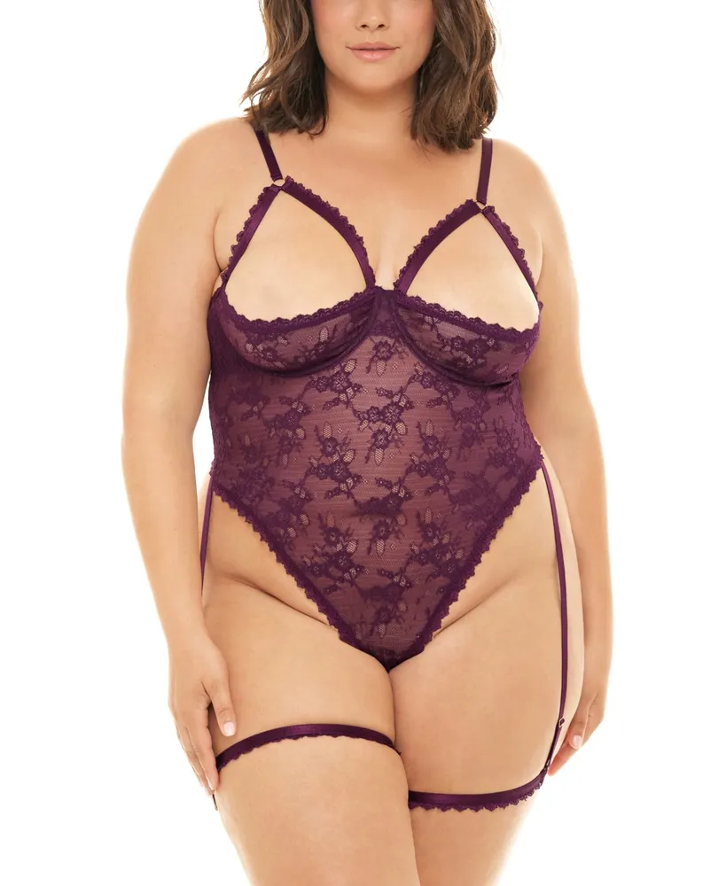 Midnight Affair Barely-There Open Cup Crotchless Teddy