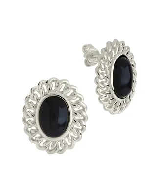 Sterling Forever Onyx Stone Ainsley Stud Earrings