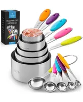 Zulay Kitchen Stackable Measuring Cups and Spoons Set of 10 - Stainless Steel Metal Measuring Spoons and Cups With Silicone Handles