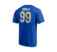 Men's Aaron Donald Royal Los Angeles Rams Player Icon Name and Number T-shirt