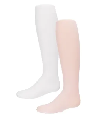 MeMoi Baby Girls Microfiber Tights Solid Color 2-Pack - Pink