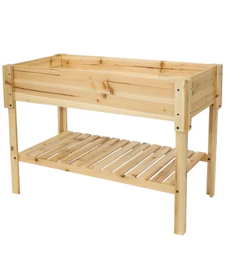 Sunnydaze Decor Wooden Raised Garden Bed Planter Box with Shelf - 42 in