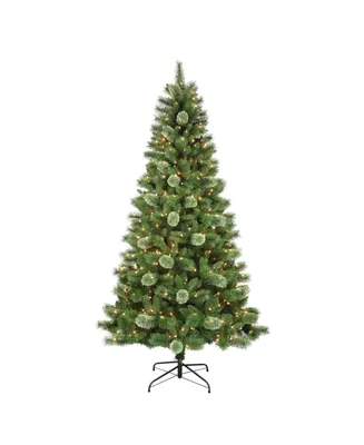 Puleo Pre-Lit Western Pine Artificial Christmas Tree with 600 Lights, 7.5'