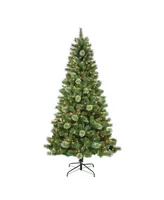 Puleo Pre-Lit Western Pine Artificial Christmas Tree with 600 Lights, 7.5'