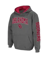 Youth Boys Colosseum Charcoal Oklahoma Sooners 2-Hit Team Pullover Hoodie