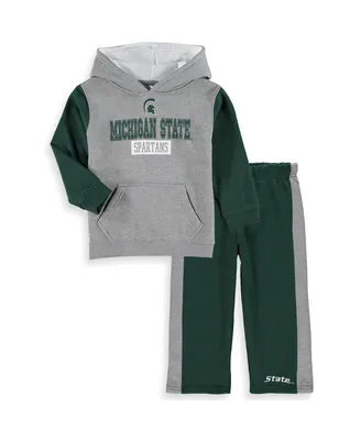 Toddler Boys Colosseum Heathered Gray, Green Michigan State Spartans Back To School Fleece Hoodie and Pant Set