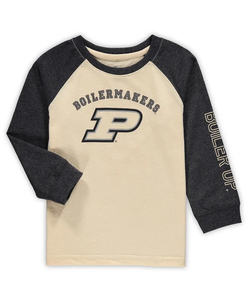 Toddler Boys and Girls Colosseum Heathered Gold Purdue Boilermakers Long Sleeve Raglan T-shirt