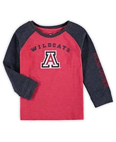 Toddler Boys and Girls Colosseum Heathered Red Arizona Wildcats Long Sleeve Raglan T-shirt