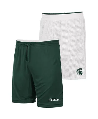 Men's Colosseum White, Green Michigan State Spartans Wiggum Reversible Shorts