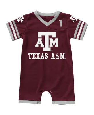 Infant Boys and Girls Colosseum Maroon Texas A&M Aggies Bumpo Football Romper