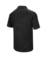 Men's Colosseum Heathered Black Missouri Tigers Down Swing Raglan Polo Shirt