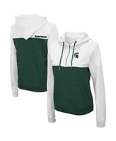 Women's Colosseum White, Hunter Green Michigan State Spartans Aidan Half-Zip Hoodie