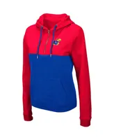 Women's Colosseum Red and Royal Kansas Jayhawks Aidan Half-Zip Hoodie