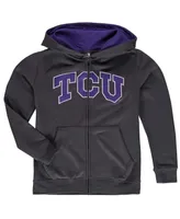 Youth Boys Charcoal Tcu Horned Frogs Applique Arch and Logo Full-zip Hoodie