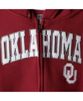 Youth Boys Crimson Oklahoma Sooners Applique Arch and Logo Full-zip Hoodie