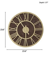 Madison Park Mason Wall Clock, 23.6" x 23.6" x 1.77" - Brown, Gold