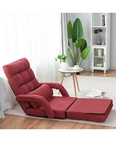 Costway Folding Floor Single Sofa Recliner Chair Lounge Couch